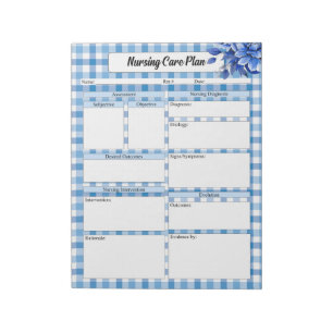 Blue Floral Gingham_ Nursing Care Plan Notepad