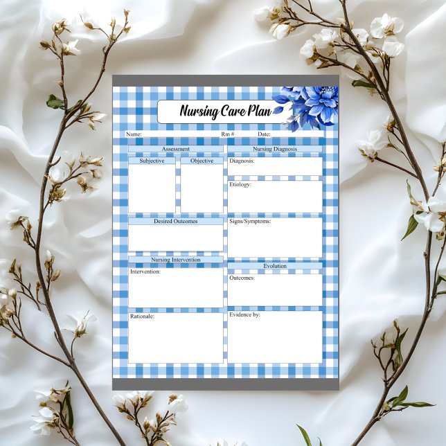 Blue Floral Gingham_ Nursing Care Plan Notepad (Creator Uploaded)