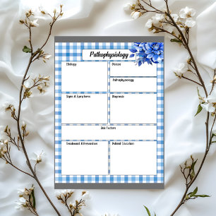 Blue Floral Gingham_ Pathophysiology Temp Notepad