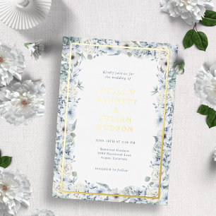 Blue Floral Gold Wedding
