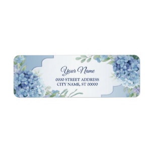 Blue Floral Green Leaves Wedding Return Address Label
