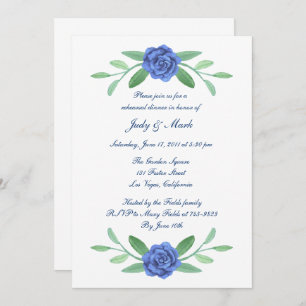 Blue Floral Greenery Foliage Rehearsal Dinner Invitation