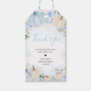 Blue Floral Greenery Little Pumpkin Favour Tags