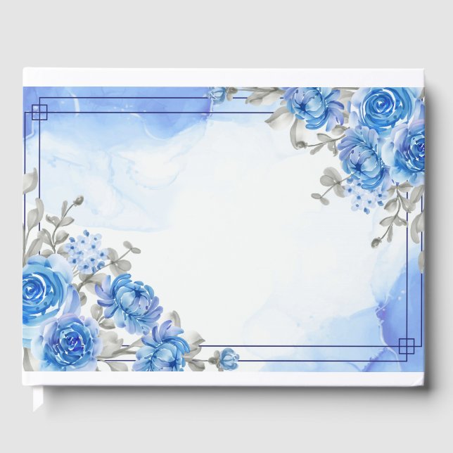 Blue Floral  Guest Book (Front)