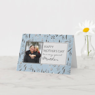 Blue Floral Happy Mother's Day MOTHER Photo Card