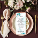 Blue Floral Hawaiian Wedding Menu Card<br><div class="desc">This modern & elegant Menu Card is for wedding decor and featured by Bunch of LIGHT BLUE FLOWERS on the corners and WATERCOLOR. ALL the Text is Editable means you can change the FONT, SIZE, STYLE & COLOR All the matching items are available in our store so what are you...</div>