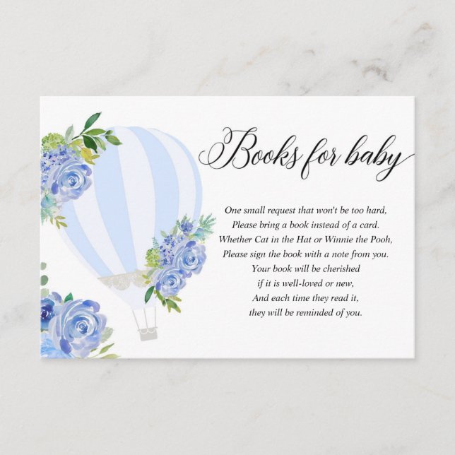 Blue floral hot air balloon book instead of card (Front)