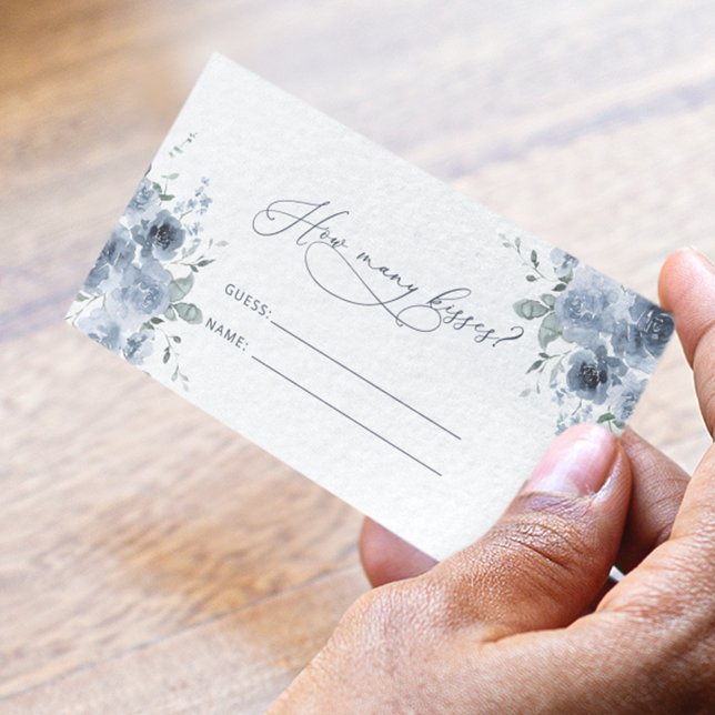 Blue Floral How Many Kisses Game Enclosure Card (Creator Uploaded)