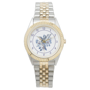 Blue Floral Hummingbird Watch