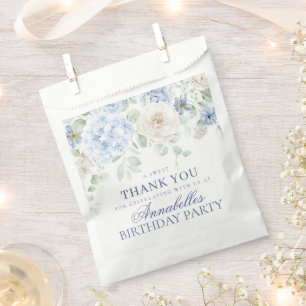 Blue Floral Hydrangea Botanical Birthday Dessert Favour Bag