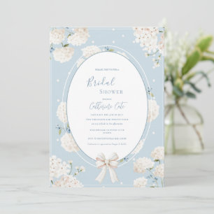 Blue Floral Hydrangea Elegant Bridal Shower Invitation