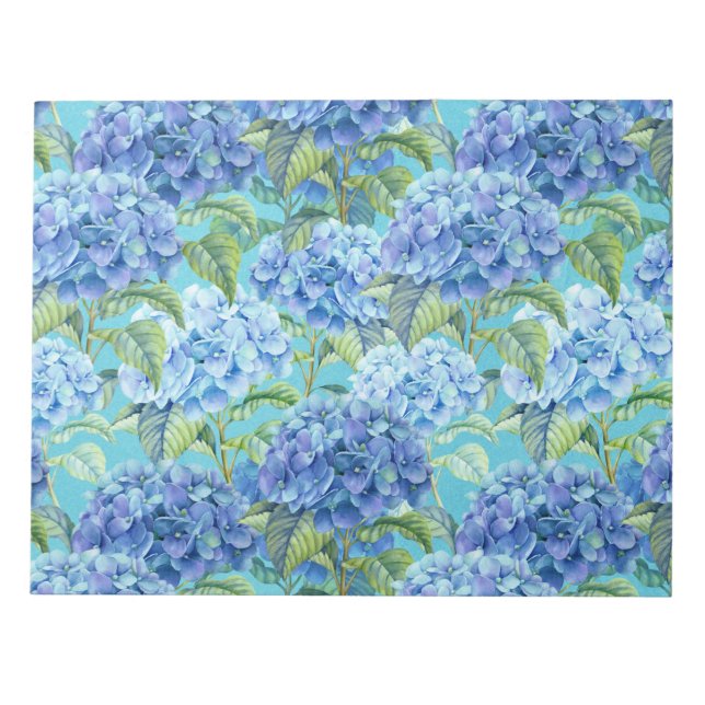 Blue floral Hydrangea Flower pattern Notepad (Front)