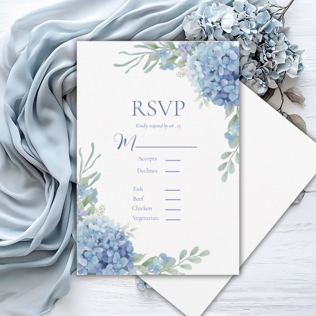 Blue Floral Hydrangea RSVP Card (Creator Uploaded)