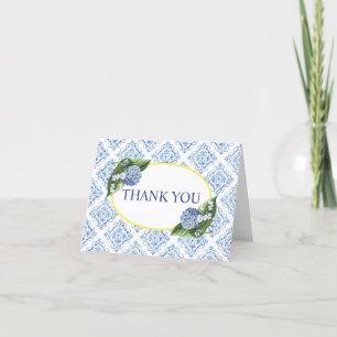 Blue Floral Hydrangea Thank You Card