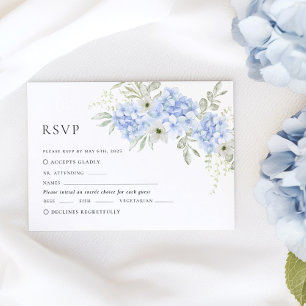 Blue Floral Hydrangea Wedding RSVP Card