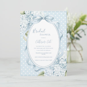 Blue Floral Hydrangeas Whimsical Bridal Shower  Invitation