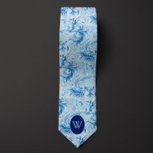 Blue Floral-Inspired Monogram