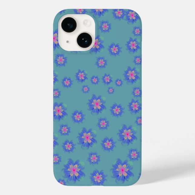 blue floral iphone 14 case (Back)