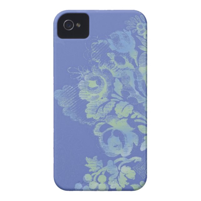 Blue Floral iPhone 4/4S Case (Back)