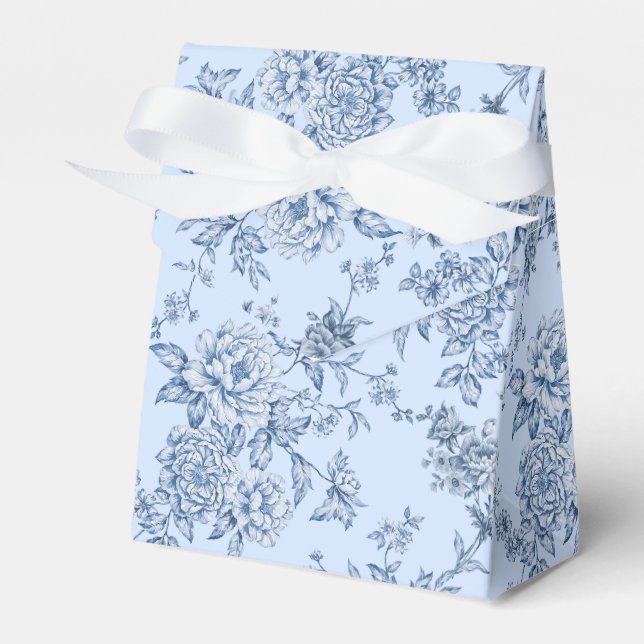 Blue Floral Japanese Favour Box (Front Side)