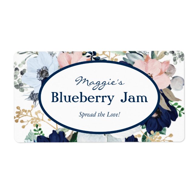 Blue Floral Jar Labels (Front)