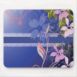 Blue Floral Lace Mouse Mat