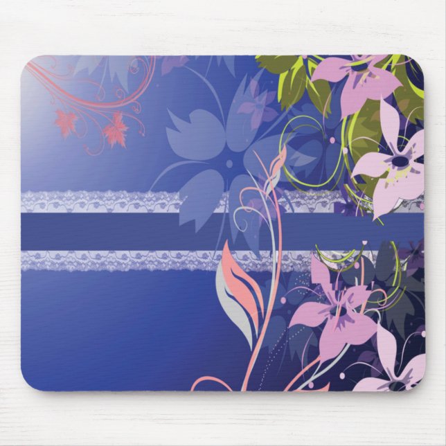 Blue Floral Lace Mouse Mat (Front)