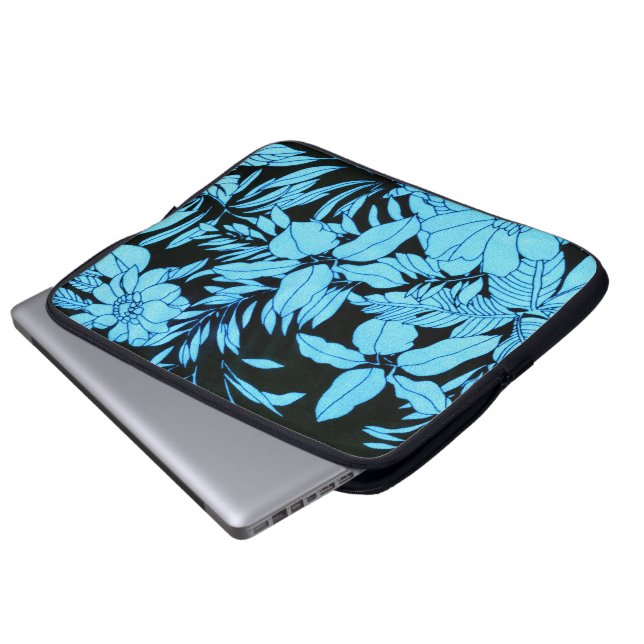 Blue Floral Laptop Sleeve (Front Bottom)