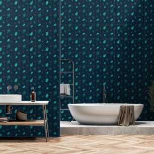 BLUE FLORAL LEAVES VINTAGE SEAMLESS WALLPAPER