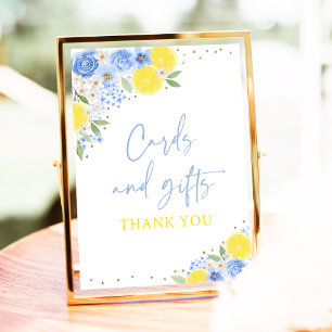 Blue Floral Lemon Cards & Gifts Bridal Shower Poster