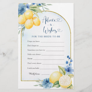 Blue Floral Lemon Main Squeeze Advice and Wishes