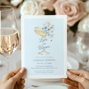 Blue Floral Love in Bloom Garden Bridal Shower Invitation