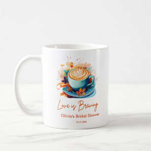 Blue Floral Love is Brewing Coffee Bridal Shower  Coffee Mug