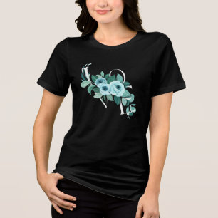 Blue Floral LOVE Monogram Shirt Elegant Rose Let