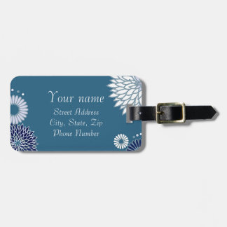 Blue Floral Luggage Tag