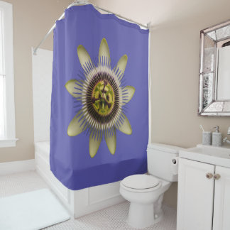 Blue Floral Medallion Shower Curtain & Liner