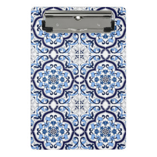  Blue Floral Mediterranean Sicilian Tile Mini Clipboard