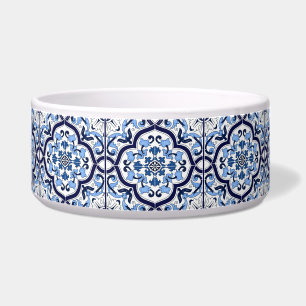  Blue Floral Mediterranean Sicilian Tile Pet Bowl