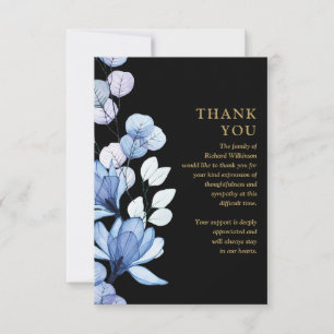 Blue Floral Memorial Celebration Of Life Funeral Thank You Card