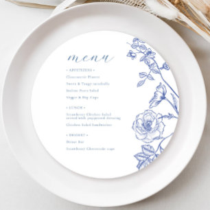 Blue Floral Menu Invitation