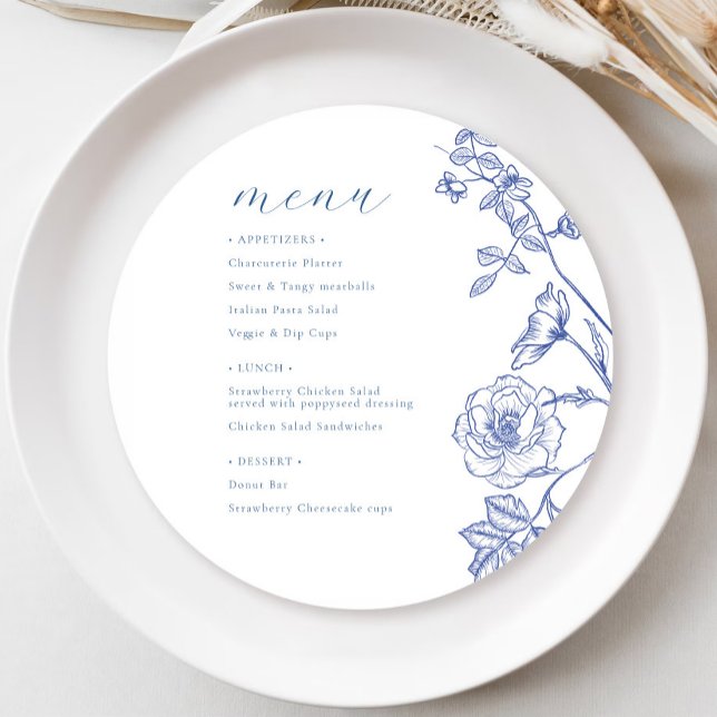 Blue Floral Menu Invitation (Creator Uploaded)