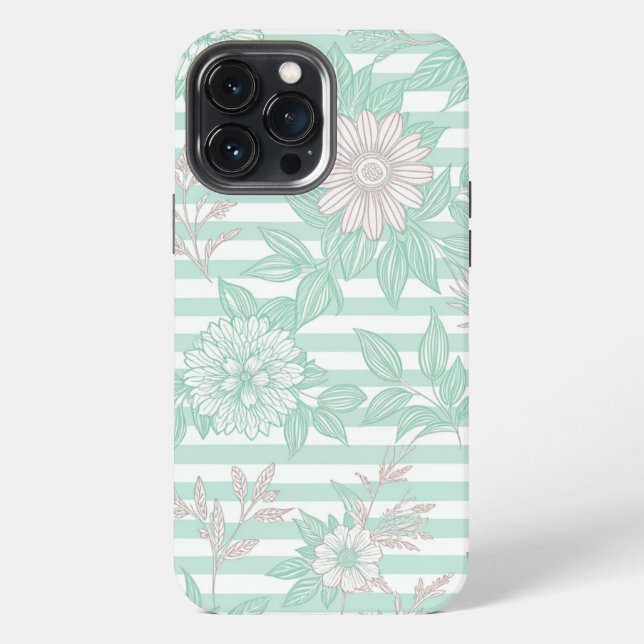 Blue Floral Minimalist iPhone Case (Back)