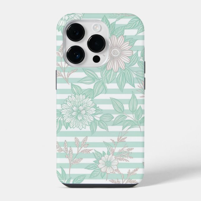 Blue Floral Minimalist iPhone Case (Back)
