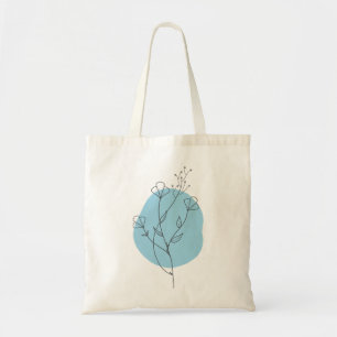 Blue Floral Minimalist Tote Bag