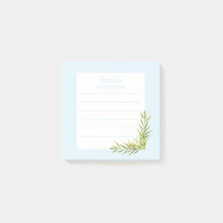 Blue Floral Mitzvah Note: 3x3 Sticky Pad Post-it Notes