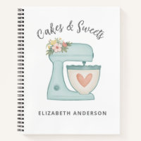 Blue Floral Mixer Bakery Chef Notebook