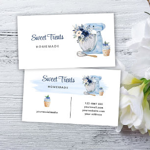 Blue Floral Mixer Business Card