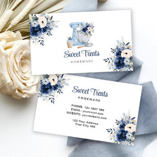 Blue Floral Mixer Business Card