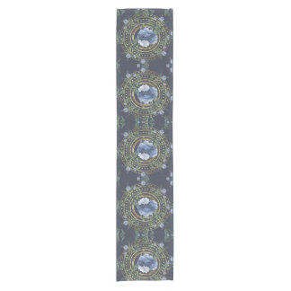 Blue Floral Modern Vintage Short Table Runner