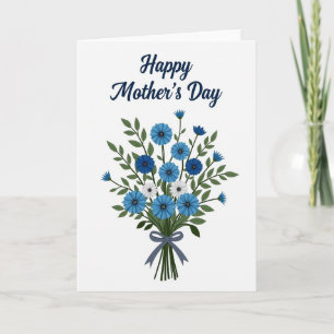 Blue Floral Mothers Day Art Card